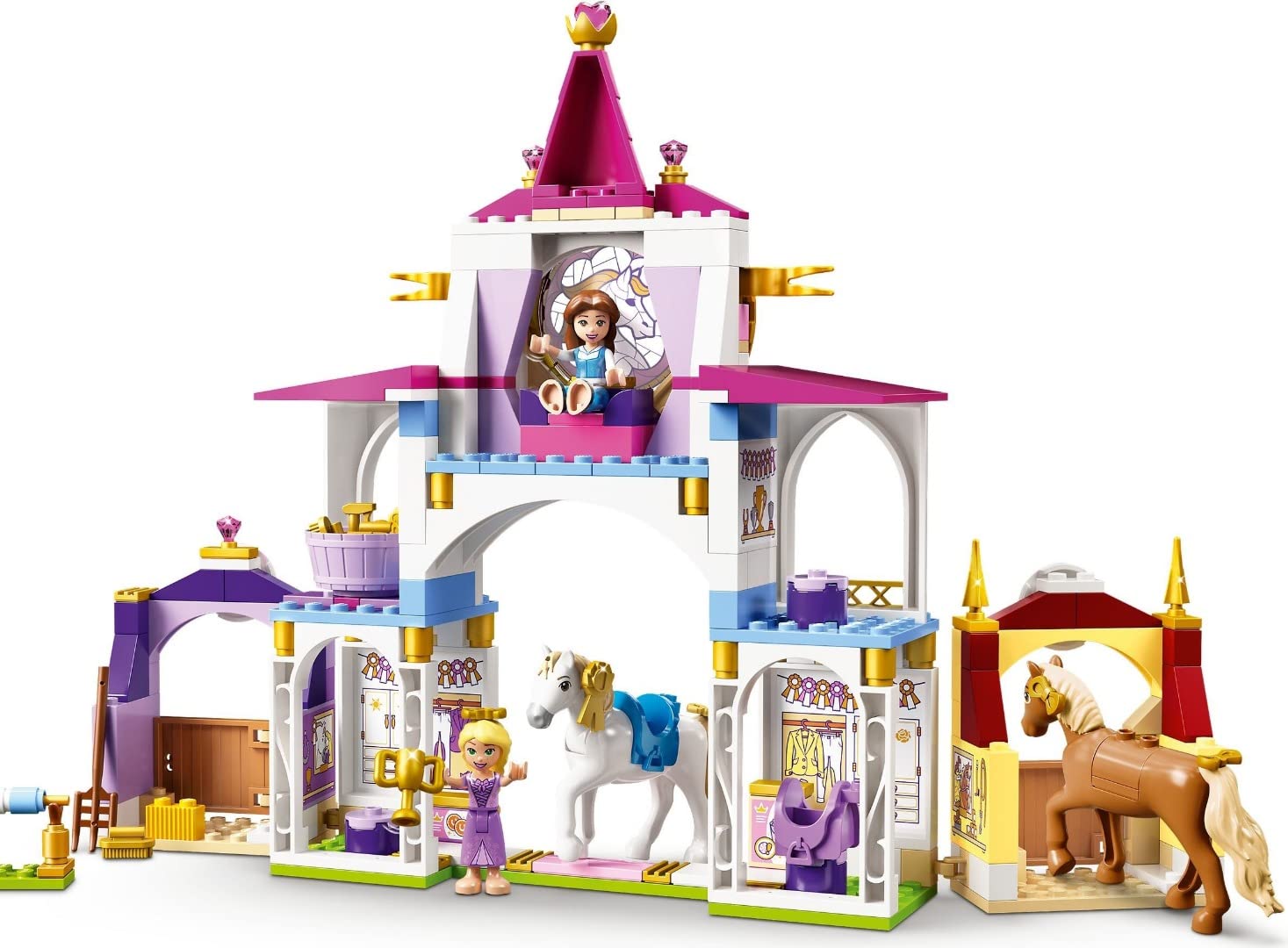 LEGO ǀ Disney 43195 Królewskie stajnie Belli i Roszpunki — świetny zestaw do pomysłowej, kreatywnej zabawy (239 elementów)