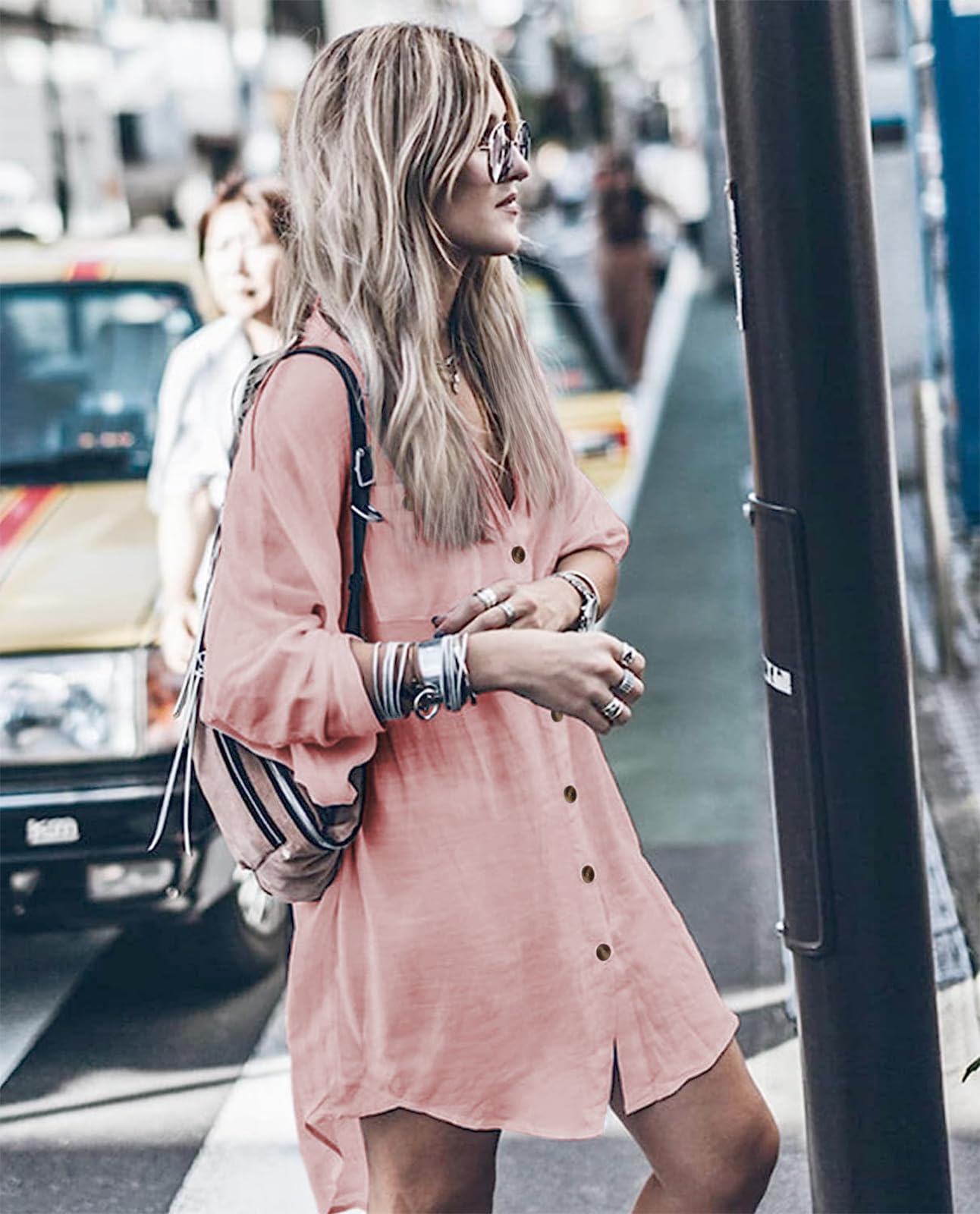 Maillot De Bain Sorties De Plage D'Été Décontracté Pour Femmes Col Rabattu Manches Longues Imprimé Blouse Boutons Avec Poche Robes Chemise Maillot De Bain Sorties De Plage Pour Femmes En Solde