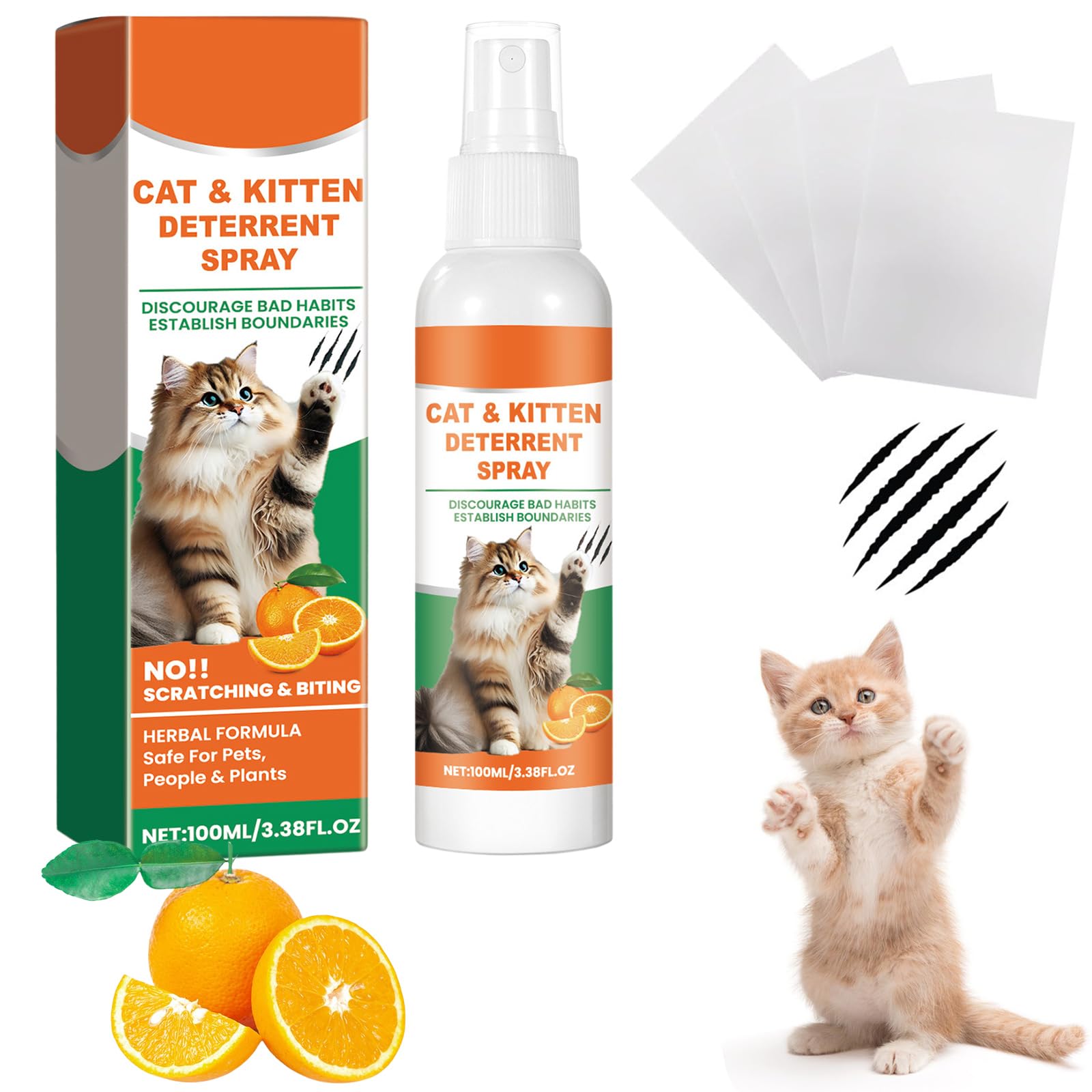 KARELLS Cat Repellent Spray, Natural Cat Deterrent Spray Indoor & Outdoor, Natural, Anti-Scratch Indoor & Outdoor Training Aid Safe to Protect Furniture, Plants, Carpets, Gardens & Doors (100ml)
