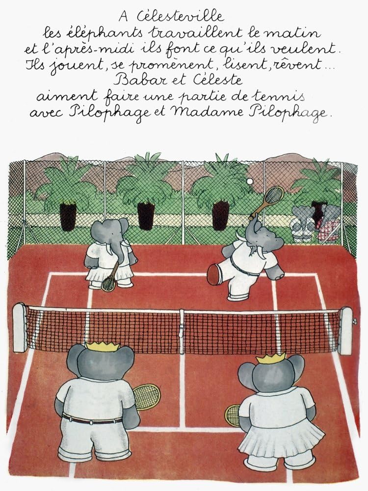 Babar The Elephant 1930S Nbabar King Of The Elephants And Celeste Playing Tennis At Celesteville Illustration From One Of Jean De BrunhoffS Babar Books 1930S Poster Print by (18 x 24)
