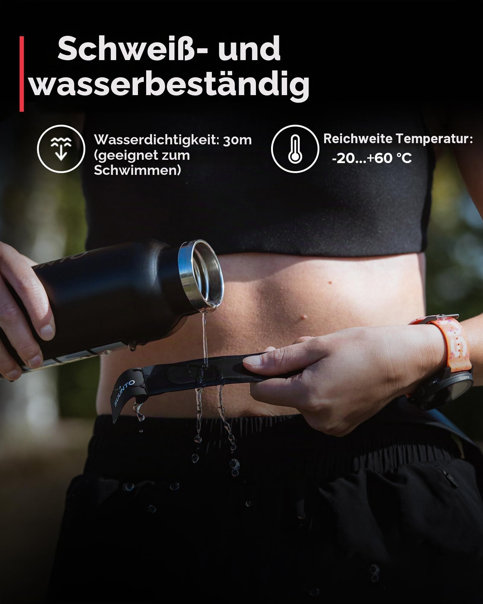 SUUNTO Intelligenter Herzfrequenzgürtel: Überlegene Herzfrequenzmessung, Bequeme Passform, schwarz