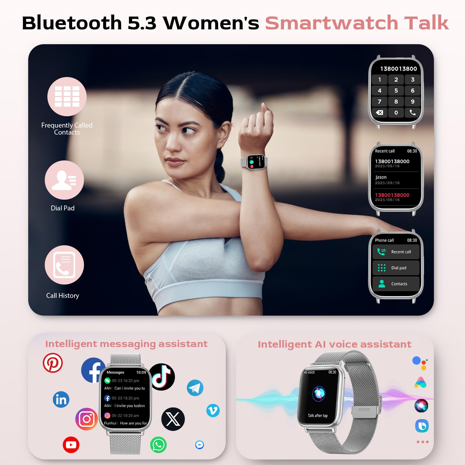 Smartwatch Women 1.83 Inch Bluetooth Fitness SpO2 - Dettaglio