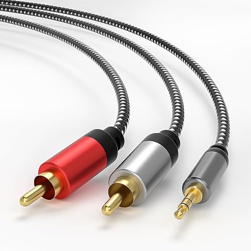 Cable de audio RCA a 0.138 in, cable auxiliar de audio de 0.138 in de 18 a 2 machos, adaptador de conector de auriculares, cable divisor RCA Y