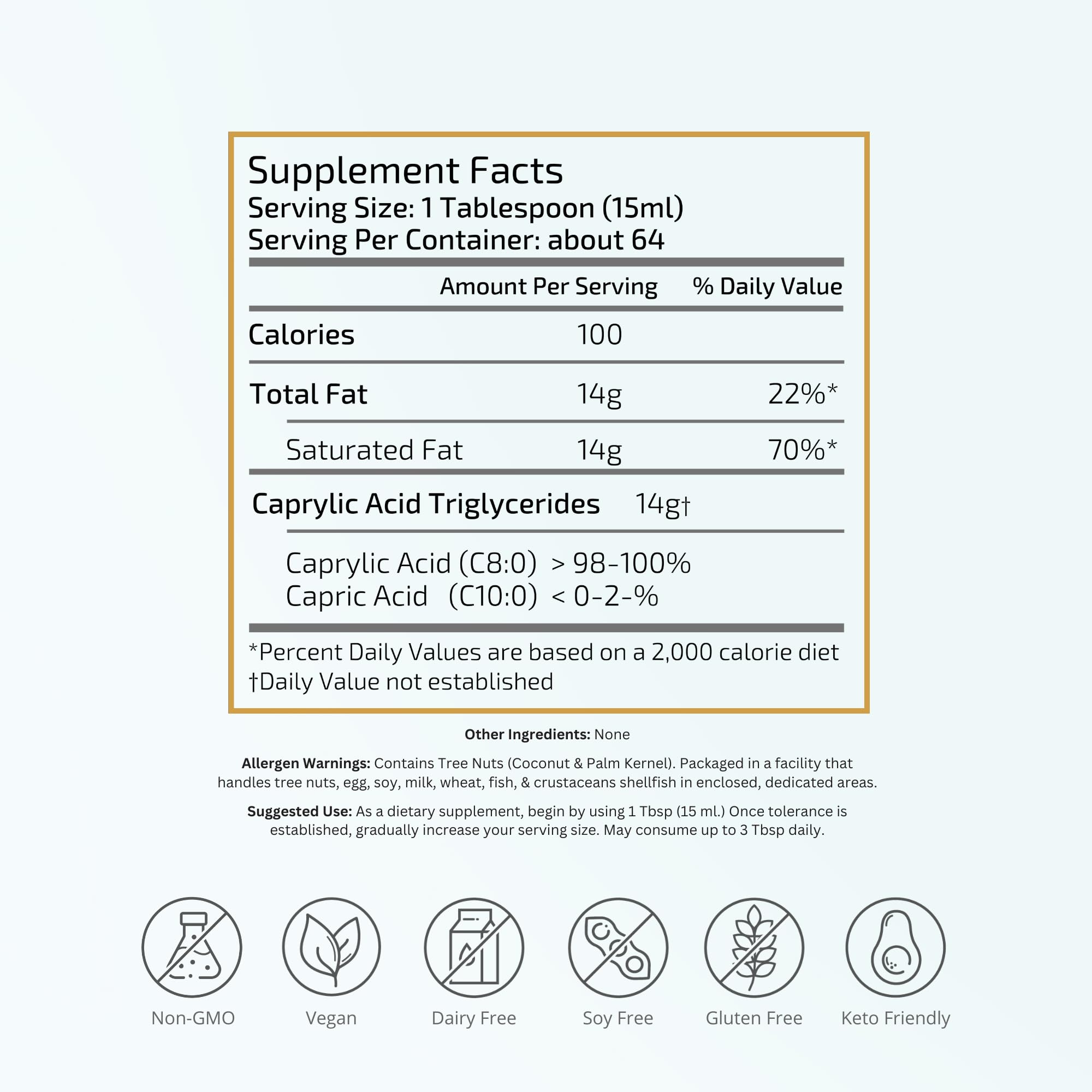 VitaTradingCo. 100% Pure C8 MCT Oil, Unflavored, 64 Servings — Amazon image 2