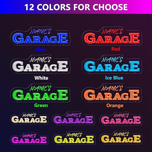 Miniatura 7 de Letreros de neón personalizados con nombre de garaje para decoración de pared con control remoto de temporizador, luz de neón LED de garaje