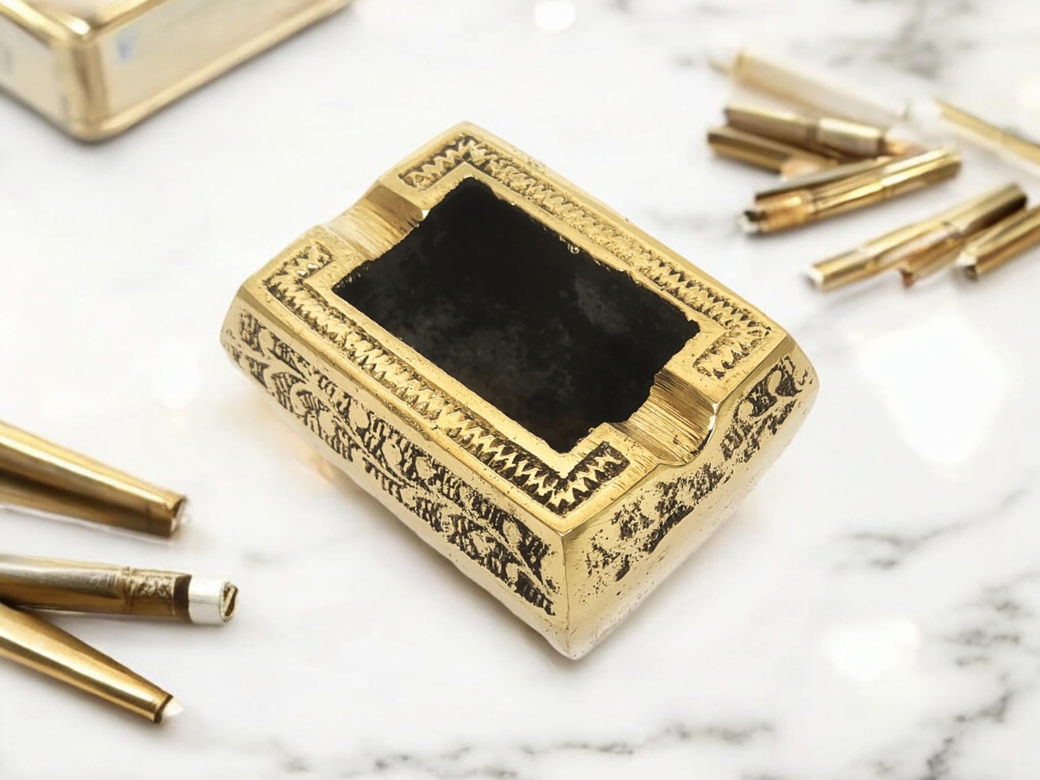 presents Brass Decorative Antique Vintage Design Table Top Ashtray/Showpiece/Collectable For Cigarette Smoking,Home Decor and Gift (6CMx 4CM x 3CM) 140 gms-image-47