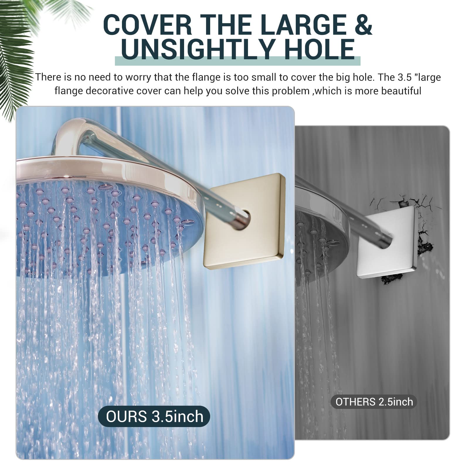 OPERMAXER 4 Inch Shower Arm Flange – Extra Large Brushed Nickel Escutcheon Plate To Cover Gaps, Holes, Or Damage On Any Standard 1/2" Pipe (1 Pack)