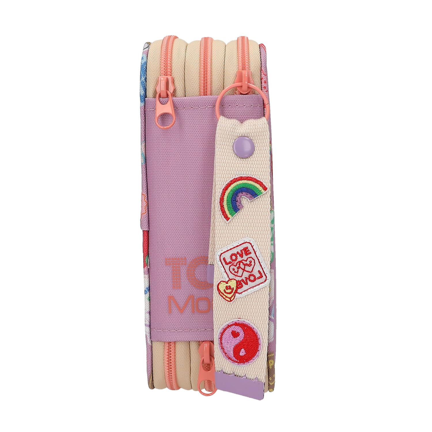 Depesche 13283 TOPModel Girl Power - Astuccio a 3 Scomparti in Viola, con Motivo a Modella e Lotti Colorati, Astuccio con matite Colorate, Forbici, Righello e Molto Altro.