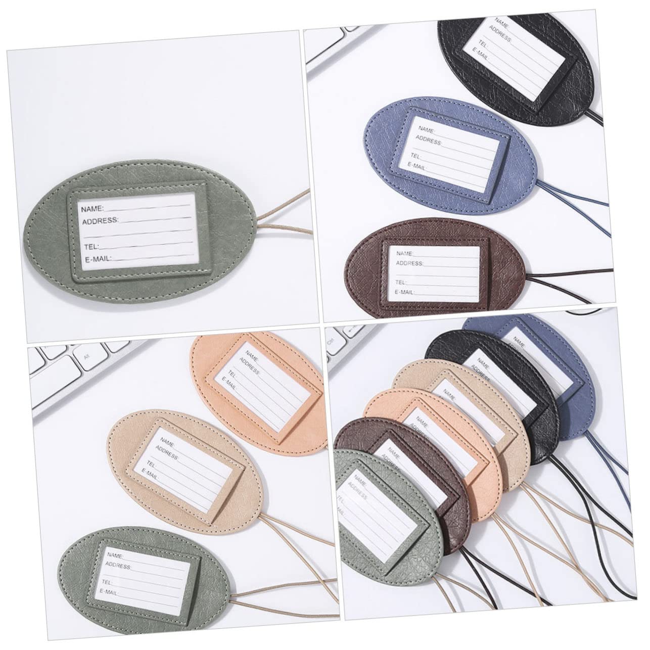 GALPADA 9pezzi Etichette Per Valigia Pu Multifunzionali Cartellini Per Bagagli Leggeri e Pratici Con Spazio Per Dati Personali Casual