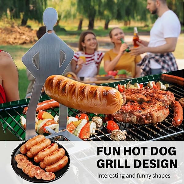 4PCS Funny Hot Dog Holders, Stainless Steel Sausage Holder Stand, Barbecue Grill Rack, Reusable BBQ Grill Tool for Camping Outdoor Picnic Garden, Novelty BBQ Gadgets Gifts for Men - 3