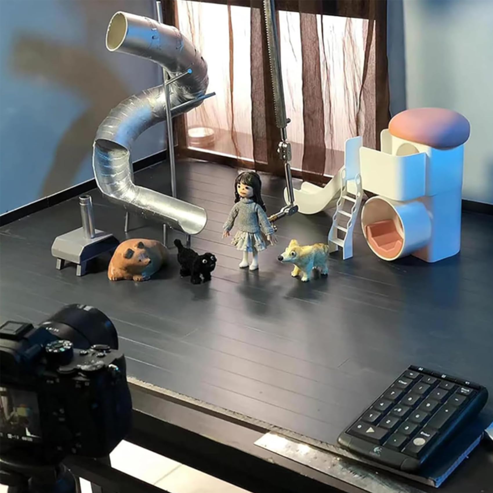 Zestaw animacji dla majsterkowiczów Stop Motion, sprzęt i zwijacz do animacji poklatkowej z uchwytem ze stali nierdzewnej, dla animatorów, fotografii, klaymacji