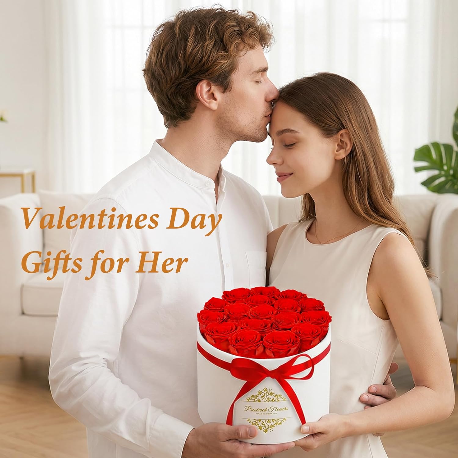 17 Forever Flowers in a Luxury Suede Box, Preserved Roses Birthday Gifts for Women, Romantic Anniversary Valentines Day Gifts for Her Girlfriend Wife, Red - Image 2