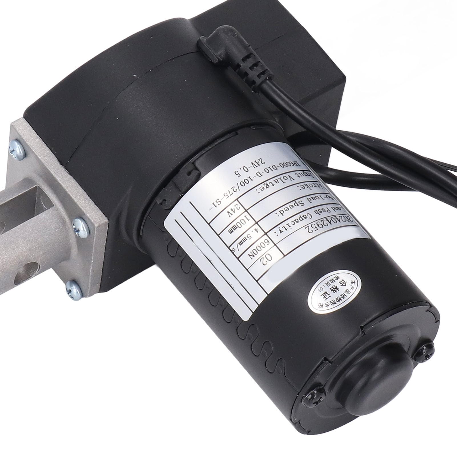 Elektryczny Siłownik Liniowy 6000N, 24 V, Skok 100 Mm, Wysokie Bezpieczeństwo, Rura Aluminiowa, Złącze Montażowe ABS, IP43, 4,5 Mm/s, Medycyna, przemysł, Rolnictwo, Gastronomia,