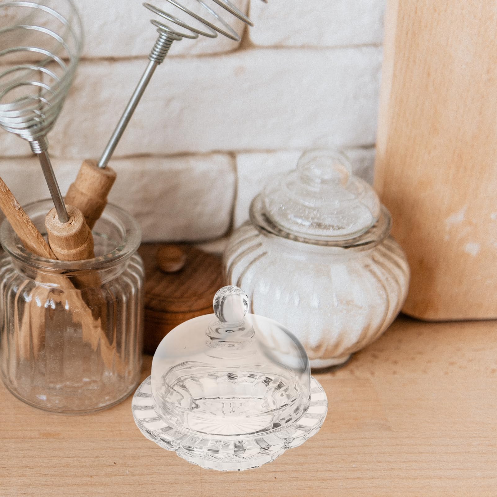 OUNONA Tarro De Vidrio Transparente Con Tapa Hermética, Recipiente Pequeño Para Snacks y Dulces, Almacenamiento Práctico Hogar y Oficina, Contenedor Decorativo Con Cierre Seguro