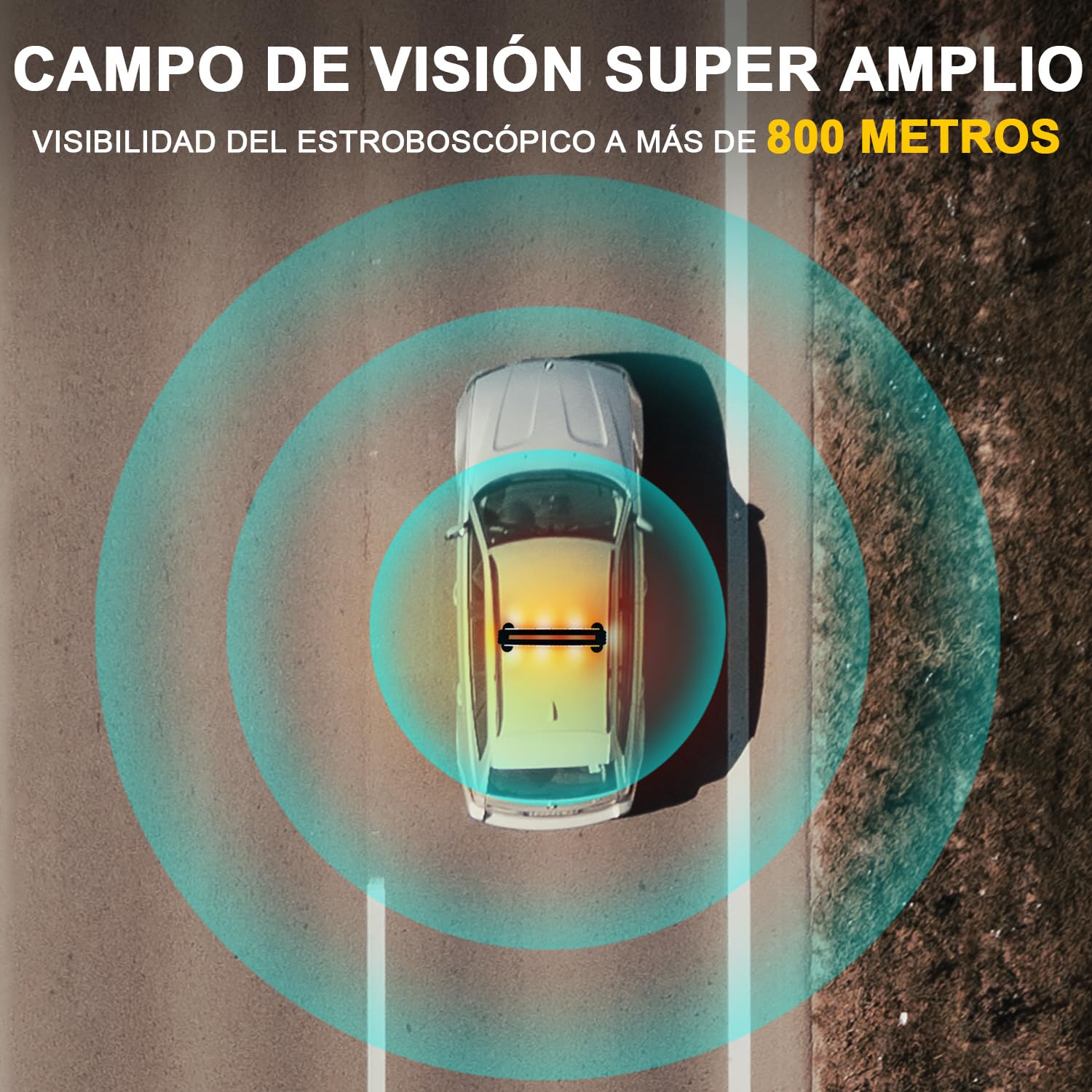 71cm Rotativo Luz LED Estroboscópica, 12V-24V Amarillo & Blanco Luz de Emergencia con 20 Imanes Resistentes para Vehículos de Construcción Carretilla Elevadora Tractor Remolque Quitanieves