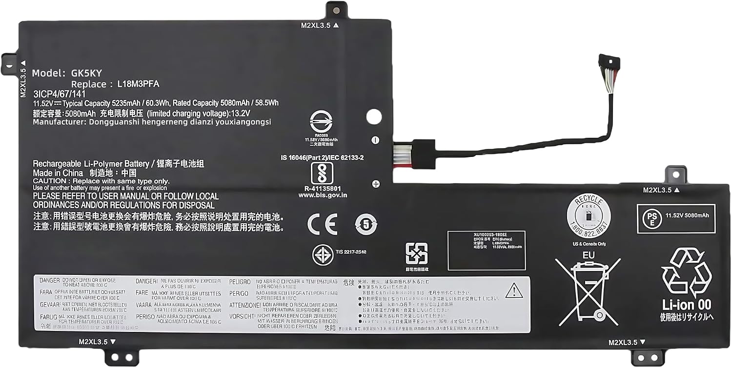 60.3Wh L18M3PFA Laptop Battery Replacement for Lenovo Yoga C740-15IML C740-15 81TD Series Notebook L18D3PF2 5B10T83739 5B10T83740 5B10W67258 5B10W67402 SB10W67375 High Performance