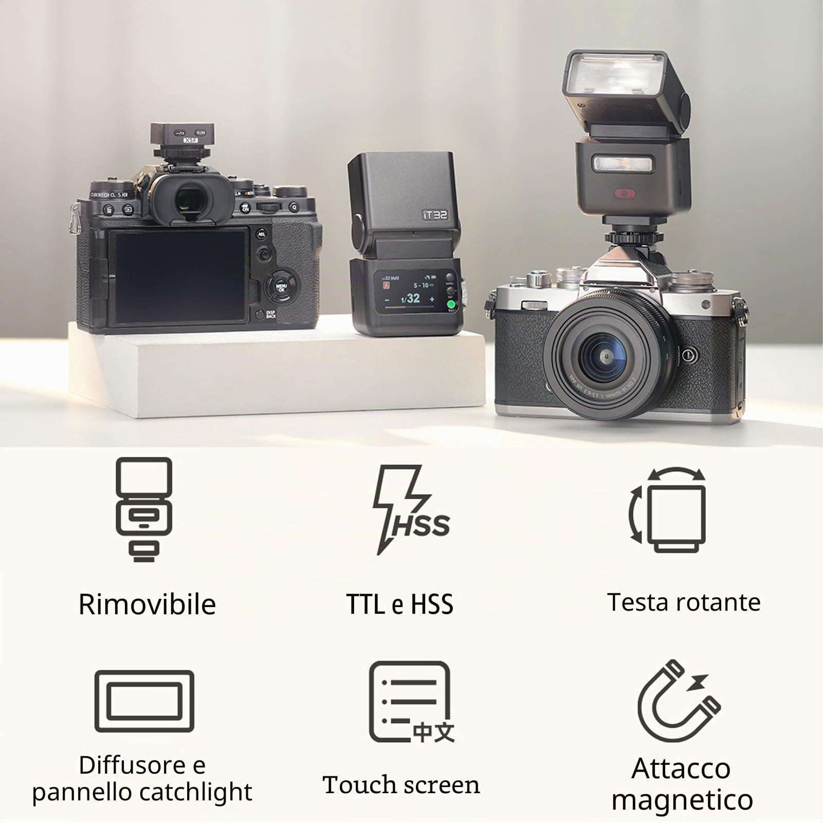 GODOX iT32 TTL fotocamera flash X5N Flash wireless 1/8000s HSS GN18 fotocamera Speedlite 1.5 s tempo di ricarica luce LED integrata con diffusore morbido e filtro magnetico per fotocamere Nikon