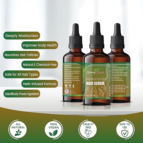 Miniatura 3 de Aceite para el crecimiento del cabello, suero para el crecimiento del cabello con aceite de ricino orgánico, aceite de romero y polvo de chebe para