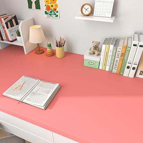 Miniatura 5 de FunStick Papel tapiz rosa coral para despegar y pegar, papel de contacto rosa para armarios, escritorio, aula, papel de pared extraíble autoadhesivo