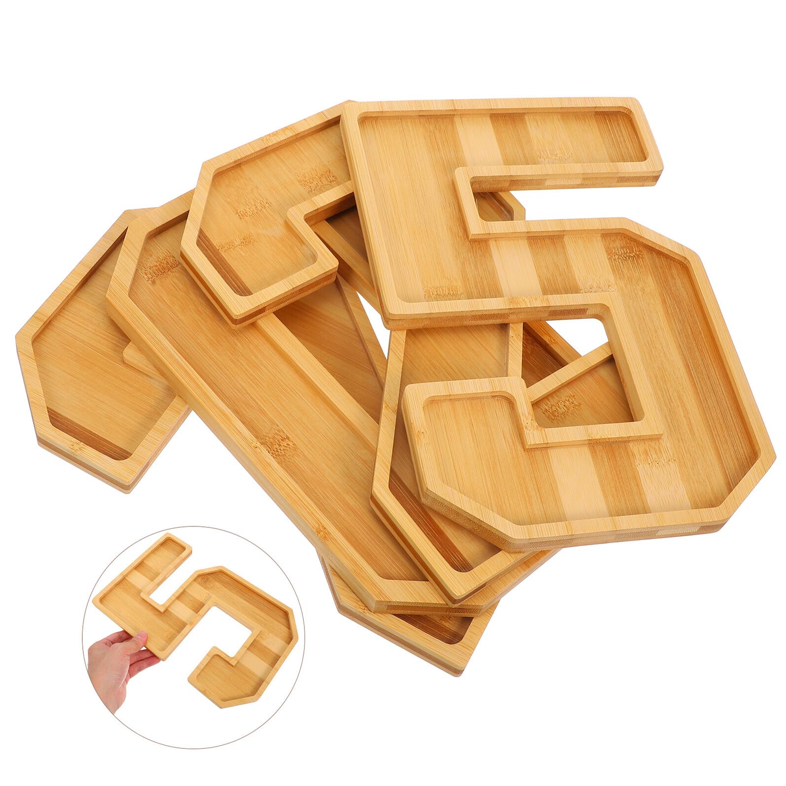BESPORTBLE Paleta Digital de Madera para Charcutería Bandeja para Frutas Forma de Número Diseño Bandejas de Madera para Alimentos para Aperitivos y Pasteles