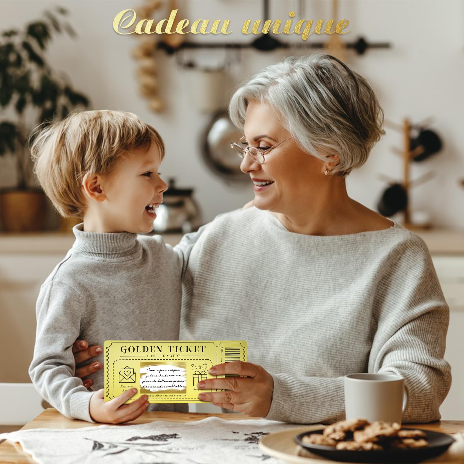 Cartes à Gratter Golden Ticket - 6 Cartes + Enveloppes - Cadeau Personnalisable Anniversaire