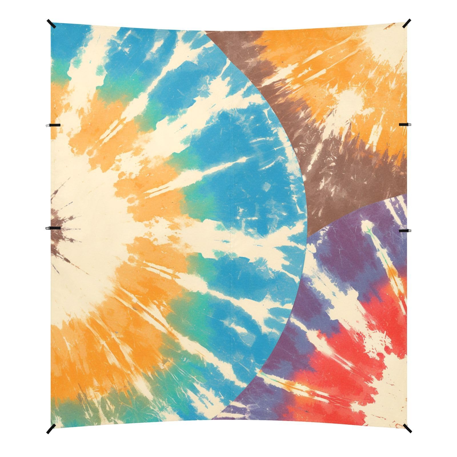Brown Tie-dye Background Rainbow Colors Tie-dye Pattern Beach Cabana UPF50+ Protection Lightweight Sun Shade with Sand Pockets for Backyard and Camping