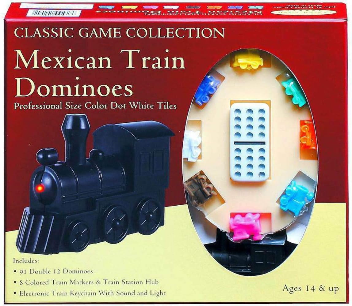 Mexican Train Dominoes With Train Markers And Hub Amazon.co.uk Toys