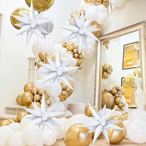 Miniatura 3 de 72 globos de estrella blanca, globos de papel de aluminio con forma de estrella de 26 pulgadas, globos metálicos de cono de punta grande para