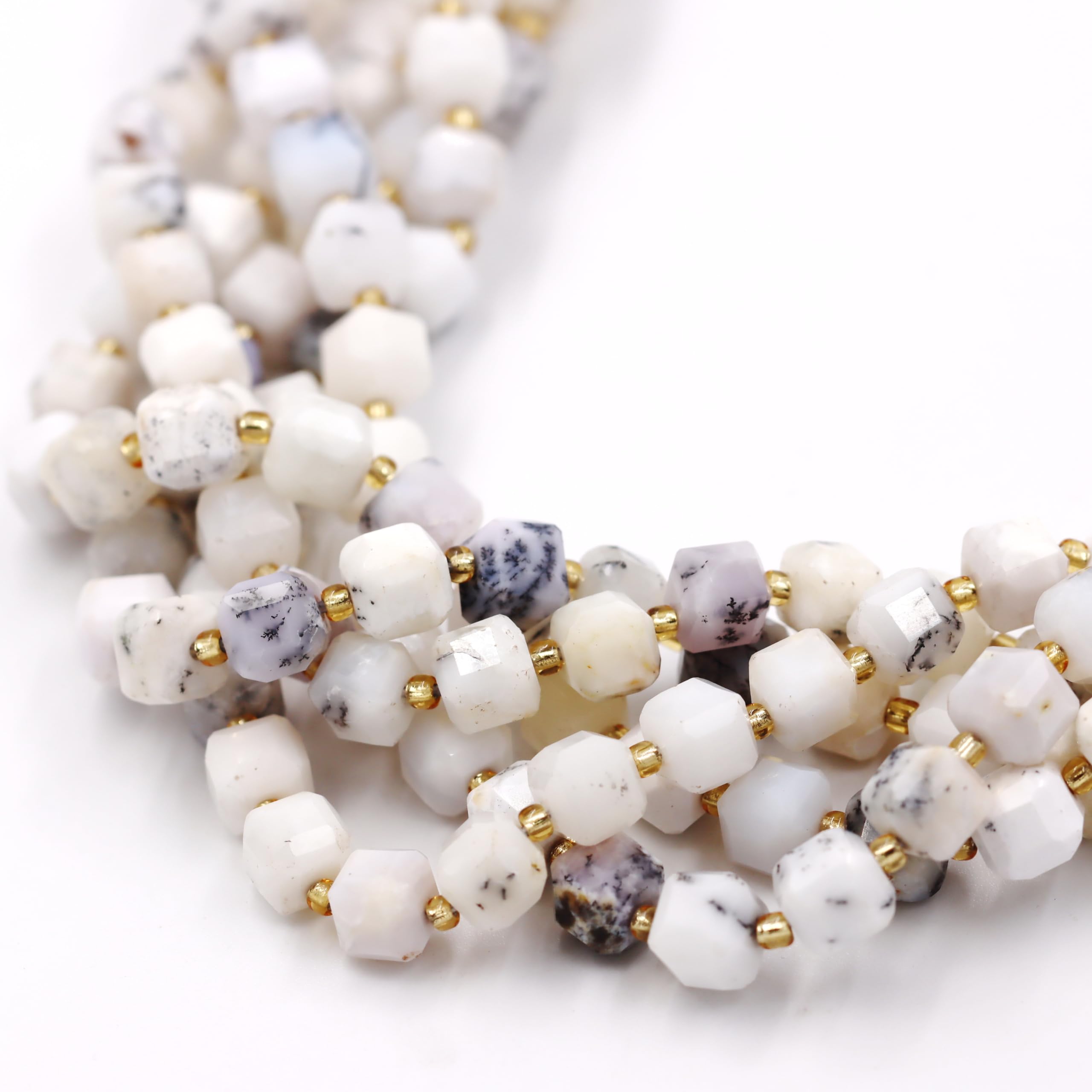 Koraliki z kamienia naturalnego do produkcji biżuterii, sprzedawane na torbę 5-pasma wewnątrz, fasetowana kostka White Jasper 6mm