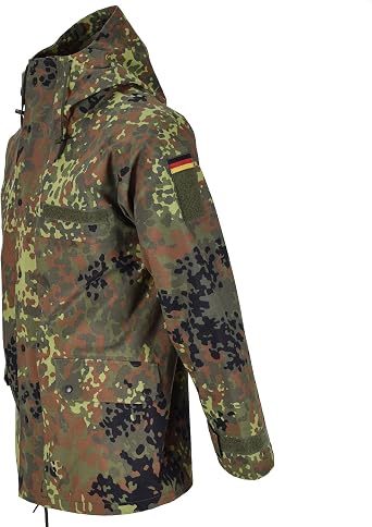 German Army Flecktarn Jacket Miltec Waterproof Parka Camo Men's military wet weather uniform