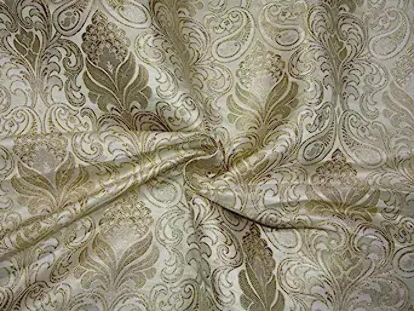 Silk Brocade Fabric Cream & Metallic Gold 44" BRO386[4] Brocades/Jacquards