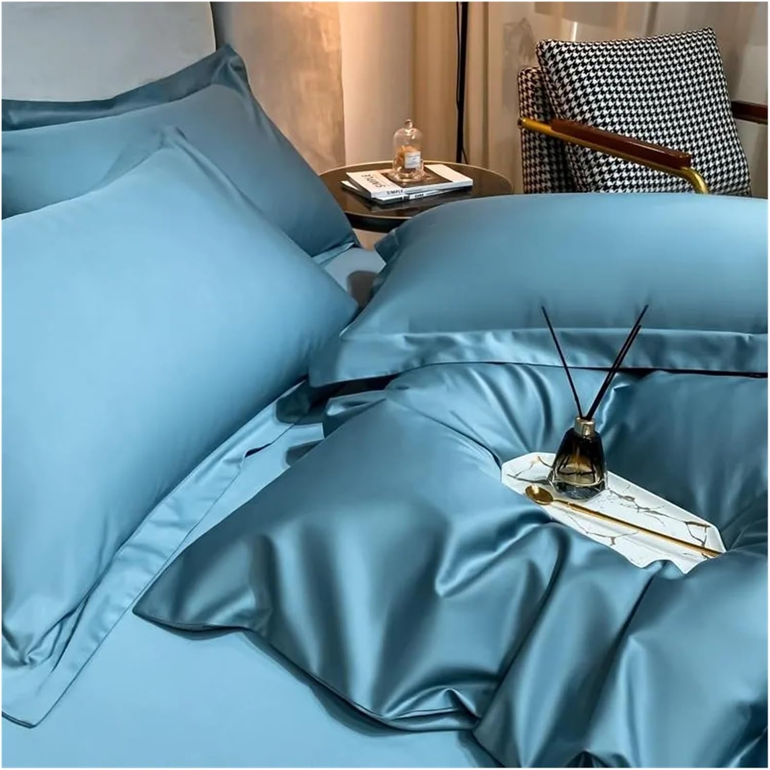 1000TC Long Staple Cotton Premium Bedding Set Luxury Quality Soft Super King Family Size Plain Duvet Cover Bed Sheet Pillowcases,Bed