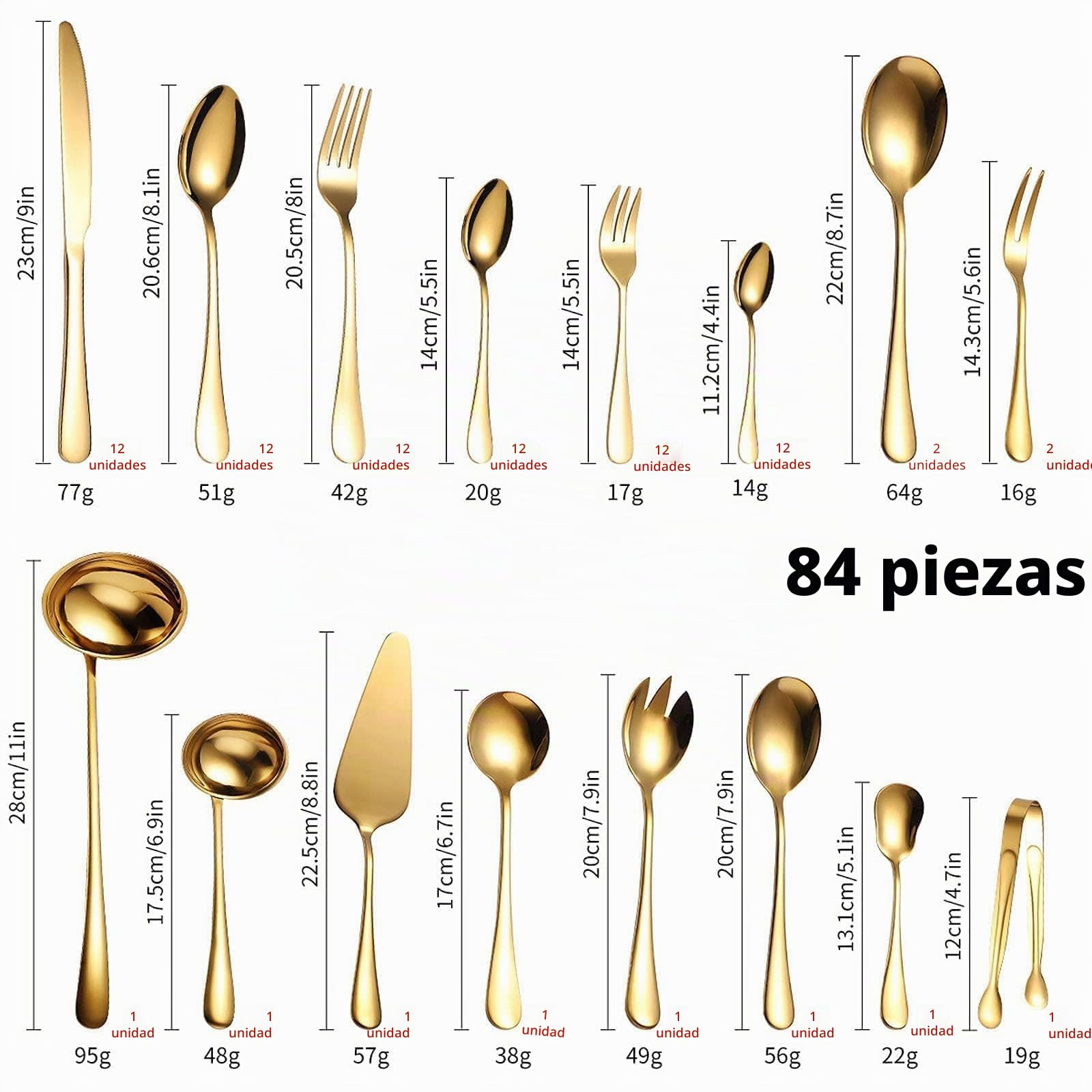 Juego de cubiertos de acero inoxidable de 72/84 piezas, apto para lavavajillas, con cucharas y tenedores, incluye caja de regalo de maleta para cocina familiar