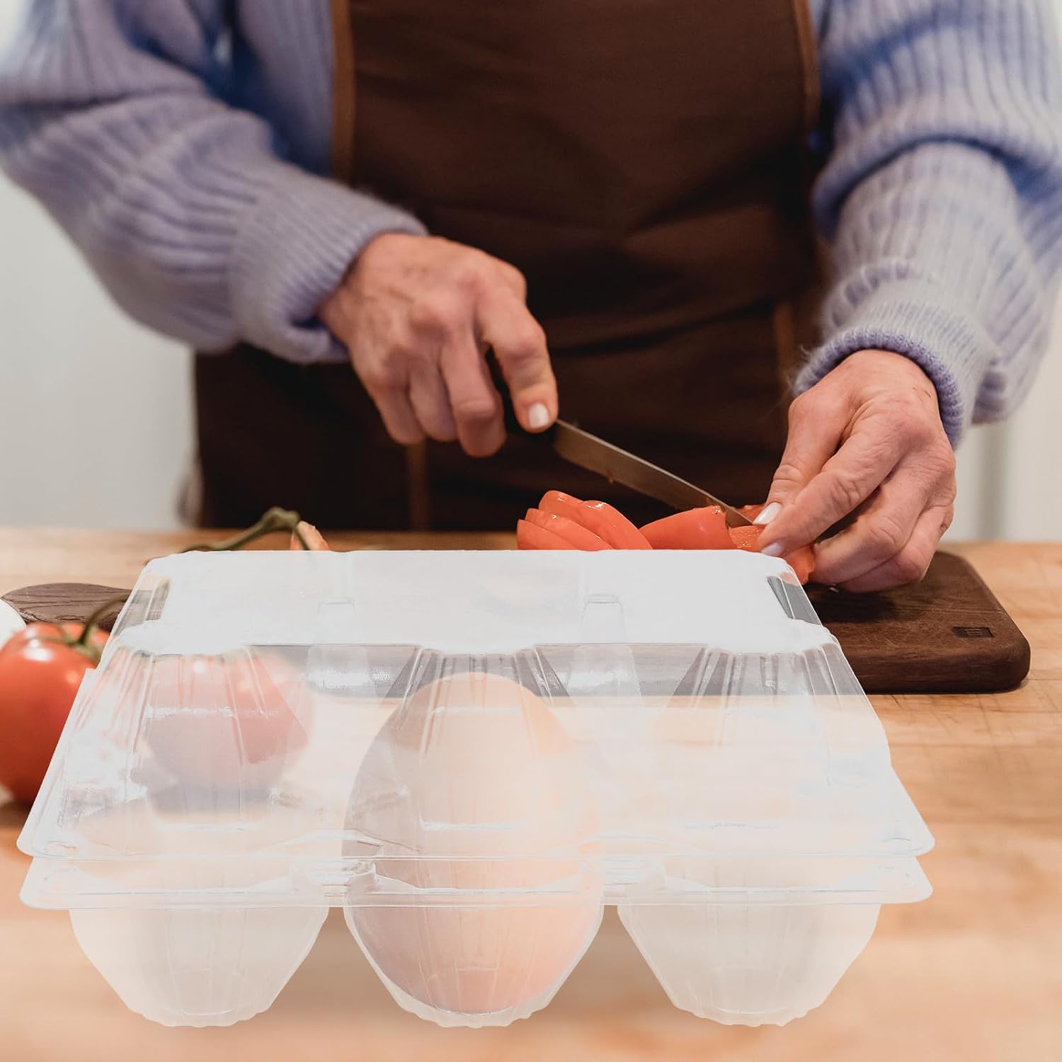 Wakauto 12pcs Plastic Goose Egg Storage Tray, Reusable 6-count Pvc Egg Carton Box, Lightweight and Easy to Open and Close, for Transportation and Markets