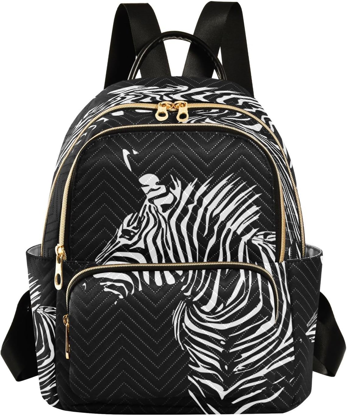 senya Fashion Backpack Mini Backpack Purse Casual Daily Backpack Black Zebra for Travel for College Work, Medium