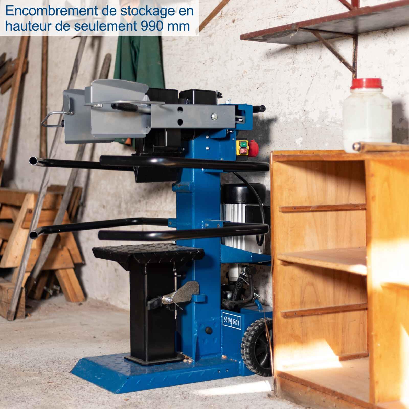 Scheppach Compact 8T Meterholz Holzspalter stehend | 7,95 Tonnen Spaltkraft 400V 3500W | Holzlänge 1070mm / max. Ø 350mm | schwenkbarer Tisch | Hartholz & Weichholz | mit Fahrvorrichtung + 10m Kabel