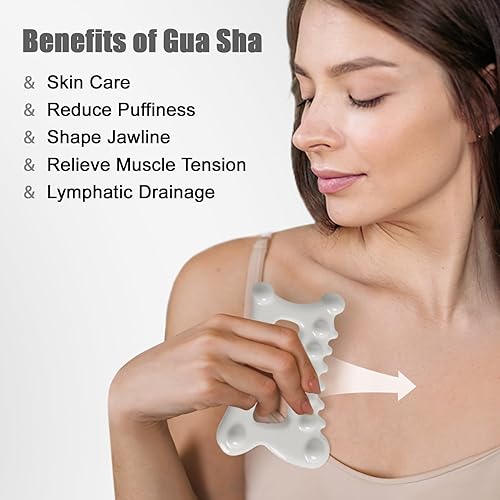 Miniatura 4 de Herramienta facial de cerámica avanzada Gua Sha, regalo para el cuidado de la piel para mujeres y hombres, herramienta de masaje facial y cuerpo