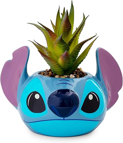 Silver Buffalo Lilo and Stitch - Planta decorativa de imitación de cara decorativa en cerámica, tamaño grande