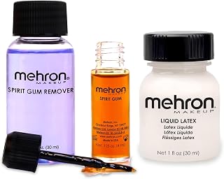 Makeup Liquid Latex 1 fl oz (30 ml) & Spirit Gum Adhesive with Remover Combo Kit | SFX Makeup & Prosthetic Glue for Face, Skin & Body