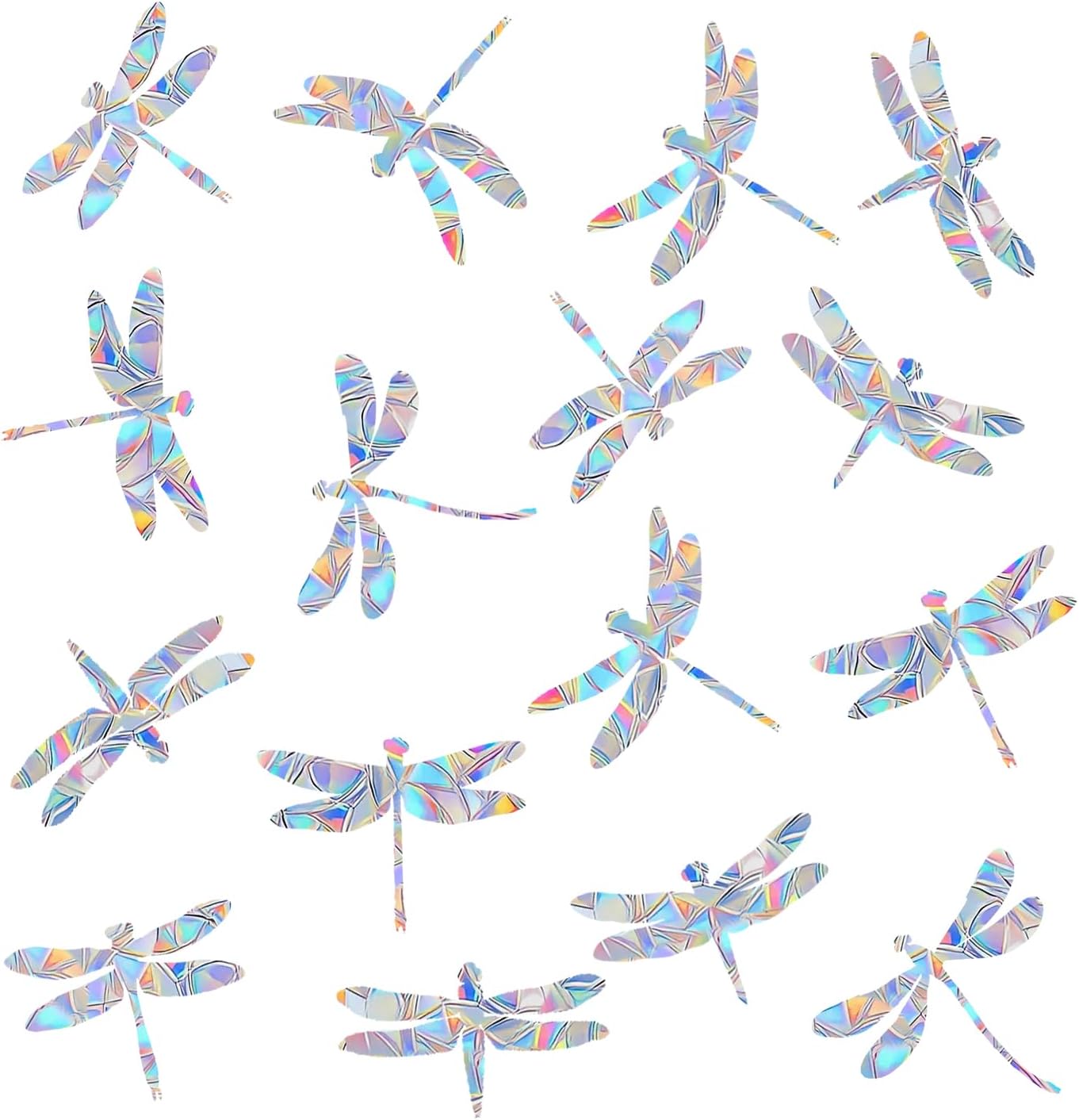 - 30 Pieces Dragonfly Anti-Collision Window Clings - Glass Reminder Prism Decals - Avoid Birds Strikes – Decorate Your Glass Doors, JD012QINGTING