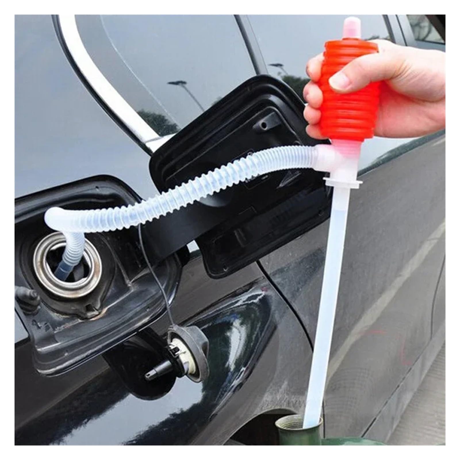 Pompa a tamburo, 2 pezzi, pompa manuale di trasferimento del carburante, sifone a mano, tubo per estrazione olio, per auto, moto e uso domestico, pompa a barile (rosso)