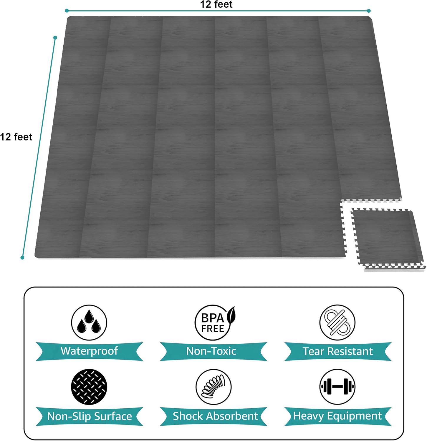Sorbus 144 Sq. Ft. Wood Grain Floor Tiles Foam Mat EVA Interlocking Mats Tile 3/8-Inch Thick Flooring Wood Puzzle Exercise Mats w/Borders - Home Playroom Basement, Apartment, Trade Show, Baby, Dance