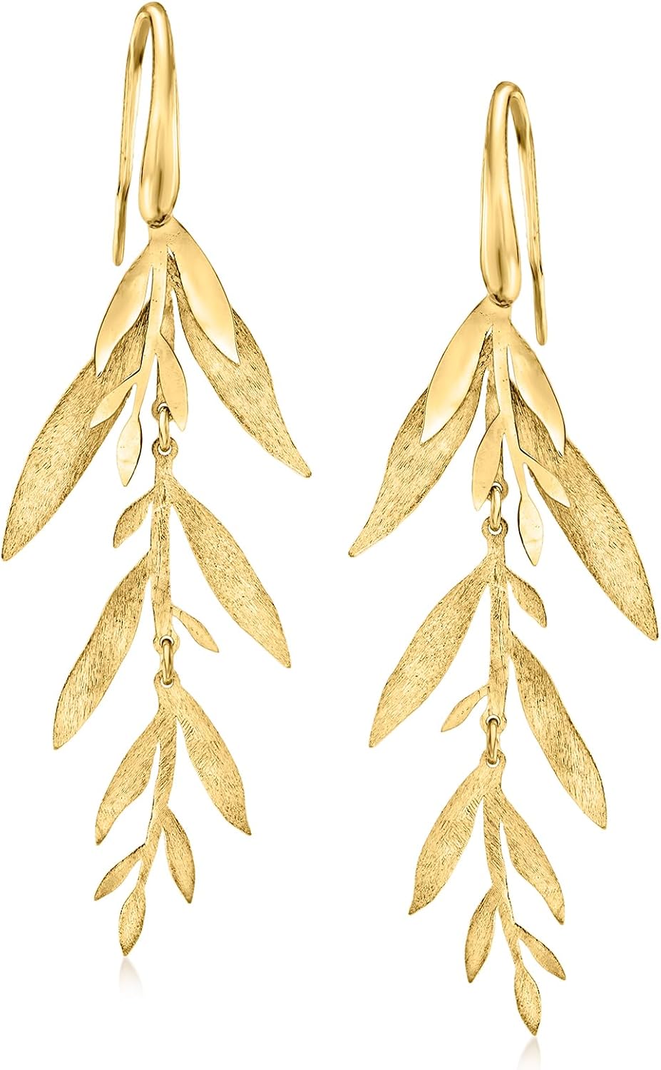 Ross-Simons Italian 18kt Gold Over Sterling Leaf and Branch Drop Earrings