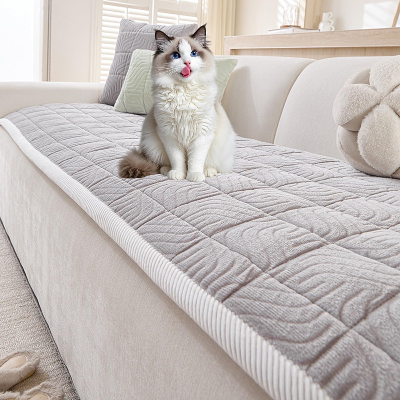 Recliner Sofa Cover Milk Velvet Bench Covers 2 3 4 Seater Washable Dog Sofa Seat Covers Living Room Couch Antimacassar(Grey,70x210cm) — image 1