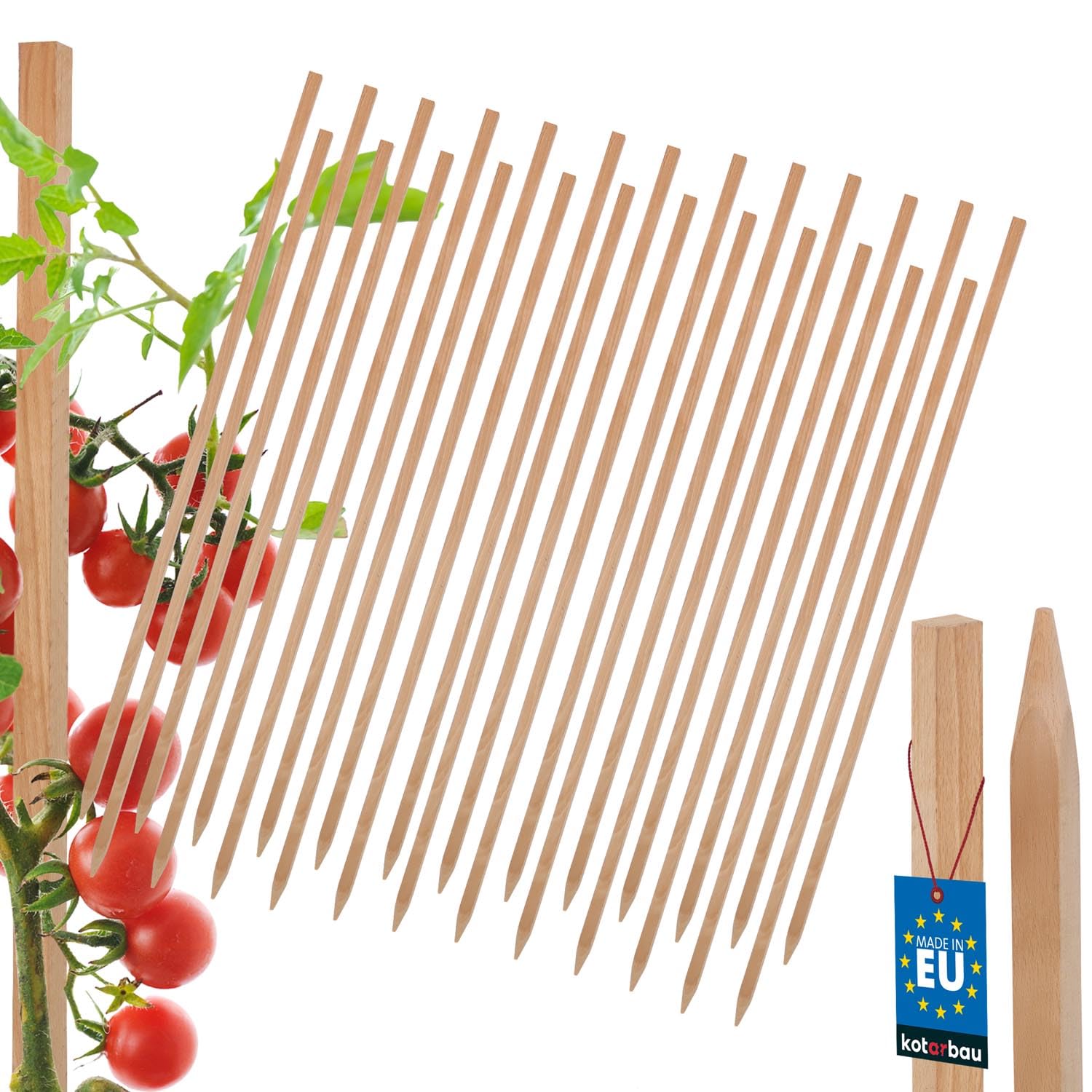 KOTARBAU® 25 pcs Plant Support - Garden Stakes - Beech Wood - 80 cm (31.5 inches) - Natural - Wooden Stakes - for Tomato and Cucumber - Climbing Plant Support