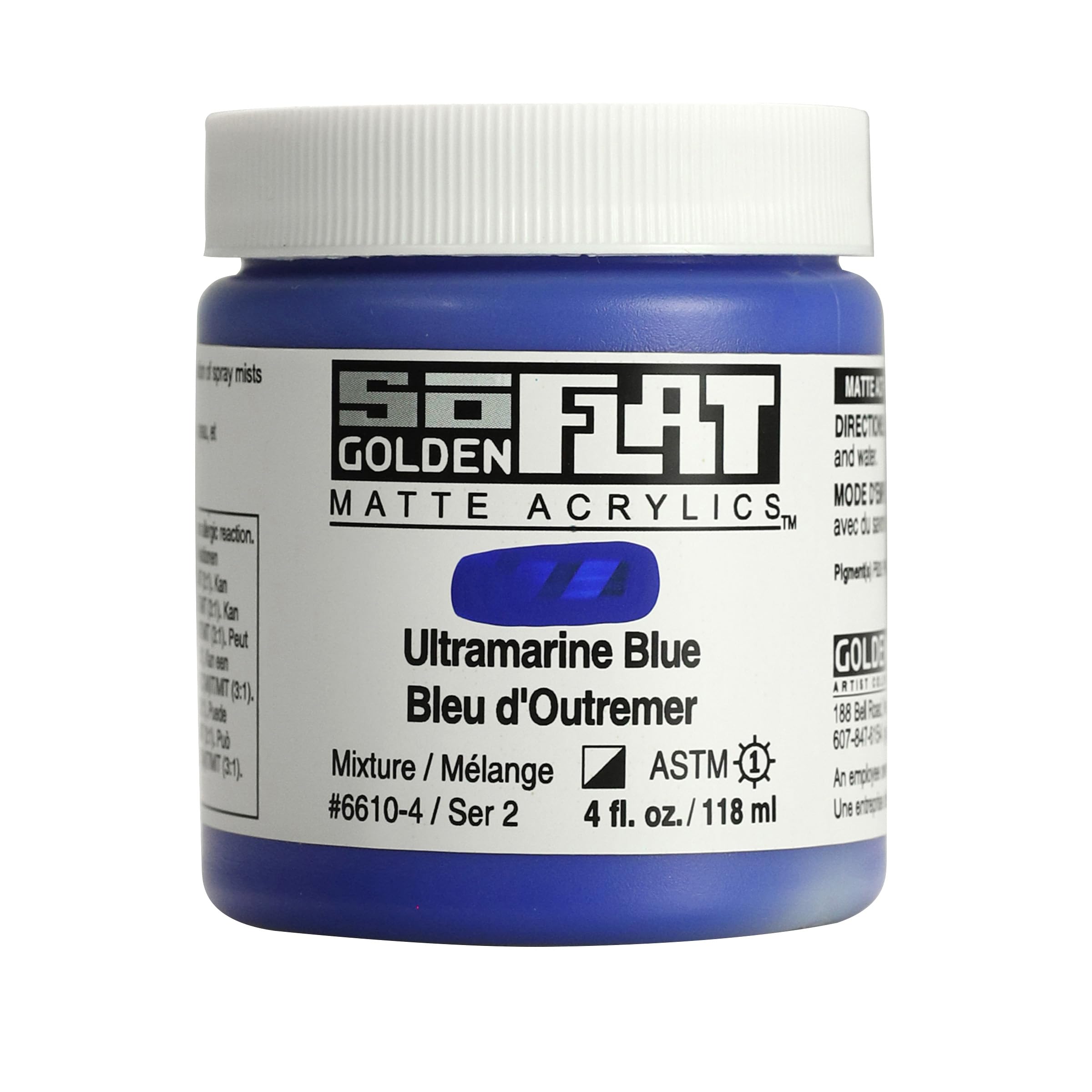 Golden Ultramarine Blue Soflat Matte Acrylic Paint, 4Oz Jar, (6610-4)