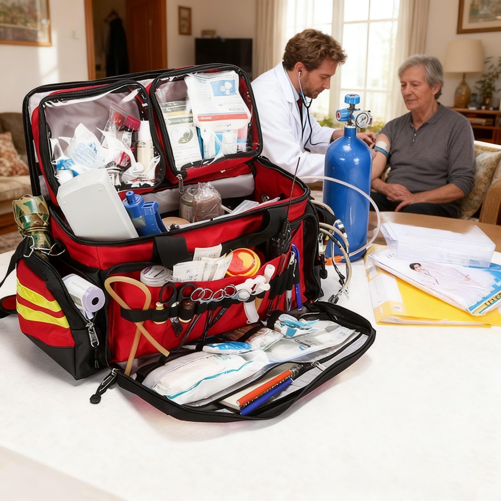 Erste Hilfe Kit Leer,Reiseapotheke Wasserdicht Prävention Verschleiß Widerstehen Erste Hilfe Tasche mit Reflektierende und Verstellbare Schultergurte Streifen für Arbeitsplatz Outdoor(Navy blue)