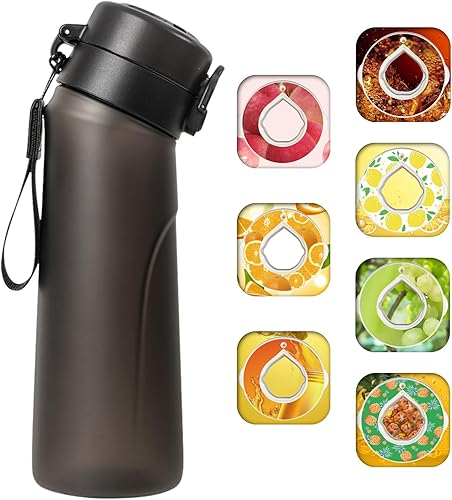 Orgonite Alr - Botella de agua para principiantes, botella deportiva de 22.0 fl oz sin BPA con popote, botellas de beber con 1 cápsulas de sabor