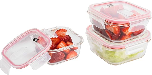Neo® Glass Oven Microwave Safe Food Storage Container Set with Air Vent Lids (3 Piece)