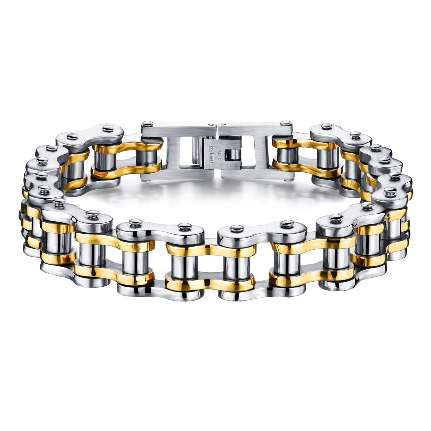 KeybellaLarge Stainless Steel Chain for Men Boys Biker Valentine's Day Silver and Black